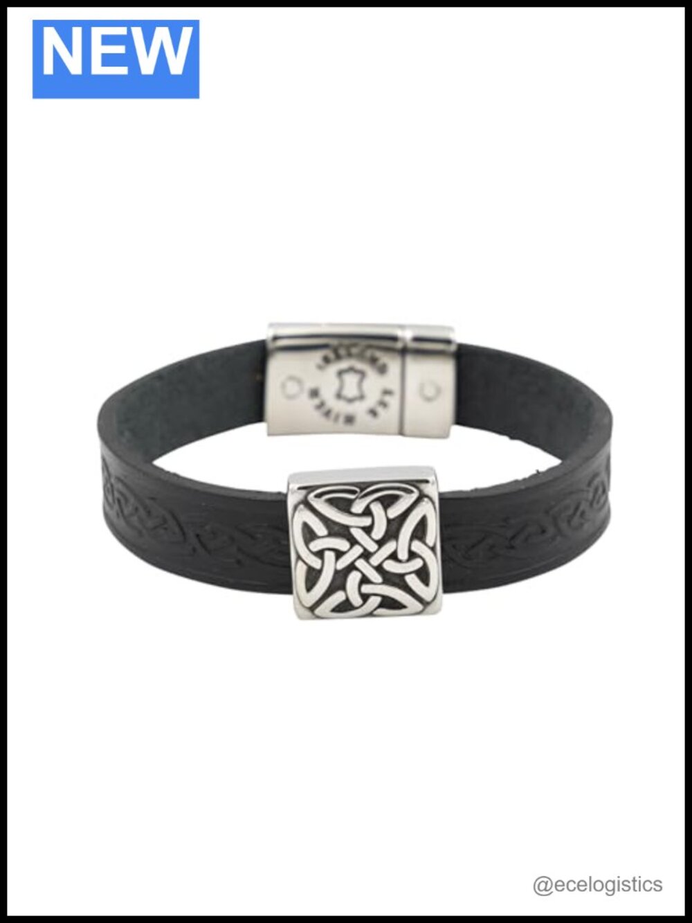 Leather Celtic Knot Bracelet Unisex Irish Jewelry Snap Closure 7.5"